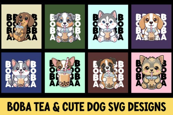Boba Tea Dog Breeds SVG Bundle: Cute Meets Commercial Craft
