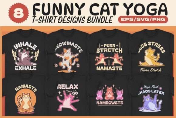 Funny Cat Yoga T-Shirt Designs Bundle Review