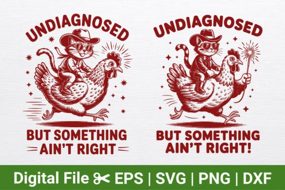 Funny Cowboy Cat Riding Chicken Svg File