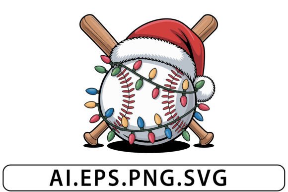 Funny Santa Hat Baseball Vector Svg