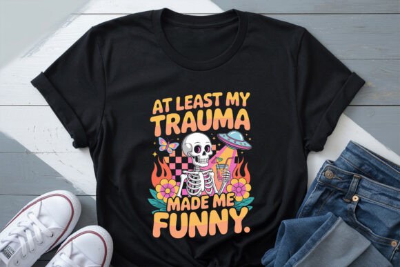 Funny Trauma Skeleton Tee SVG PNG Review for Real Embroidery Use